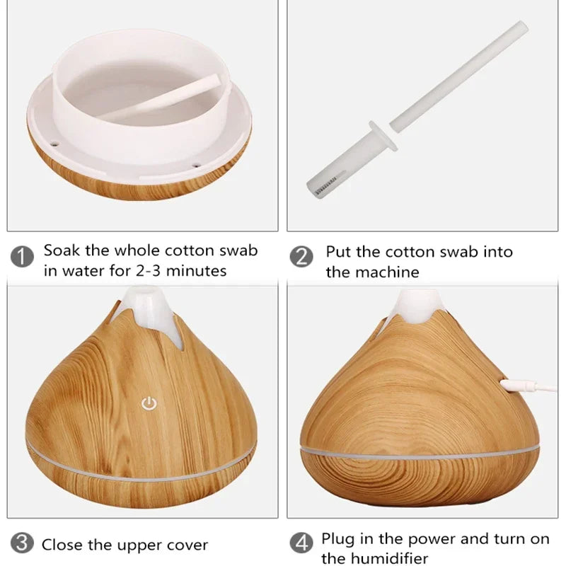 Essential Oil Aroma Diffuser - 200-500ml Ultrasonic Humidifier with LED Lights