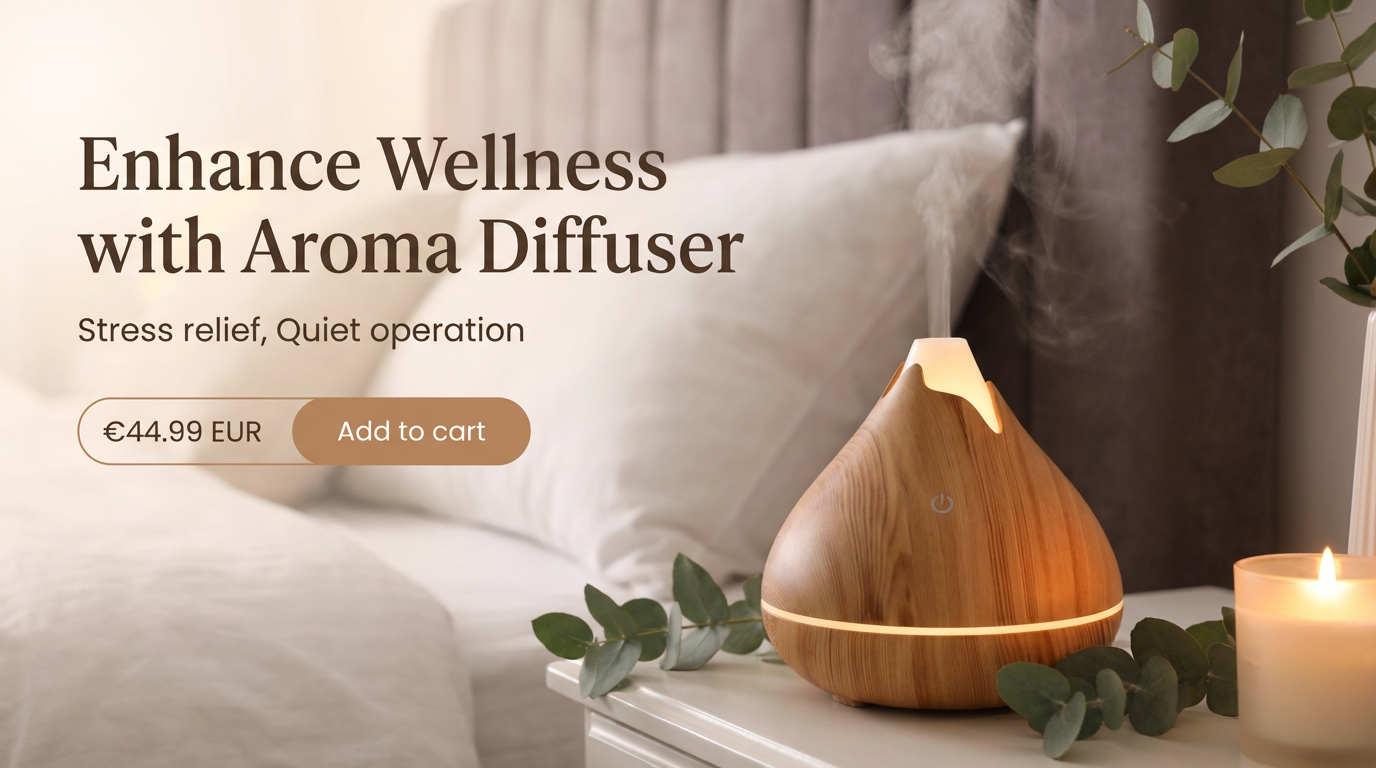 Essential Oil Aroma Diffuser - 200-500ml Ultrasonic with LED lights on bedside table for aromatherapy.